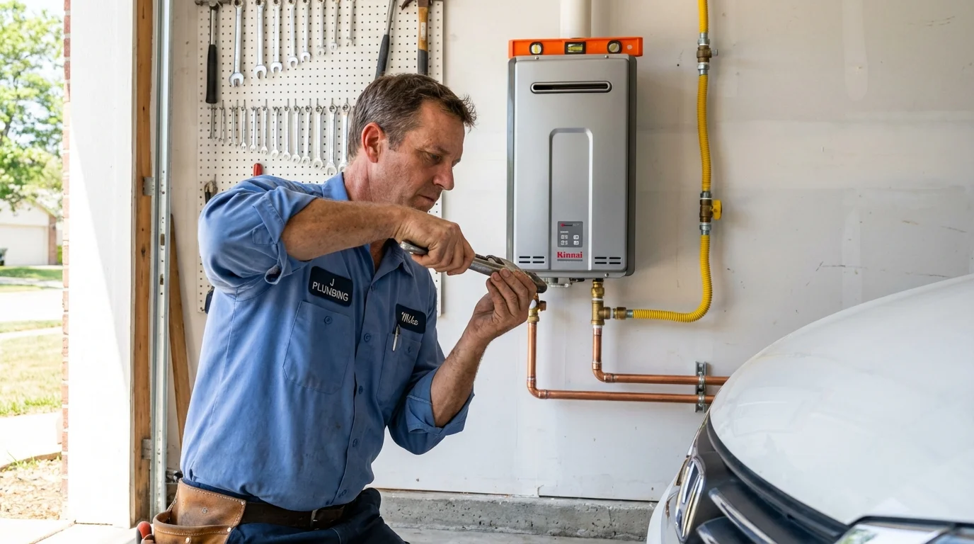 Tankless water heater installation by a Johns Plumbing LLC plumber in Walnut Creek